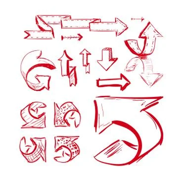 Hand drawn highlighter elements. Vector arrows Stock Illustration