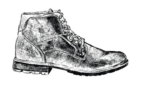 Hand drawn hiking boot vector illustration Stock Illustration