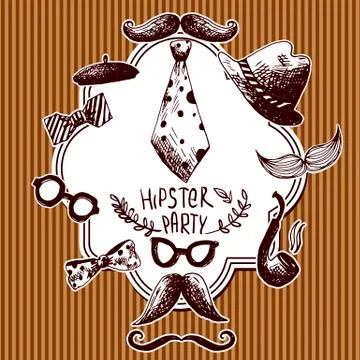 Hand Drawn Hipster Background Stock Illustration