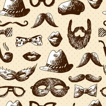 Hand Drawn Hipster Seamless Background Stock Illustration
