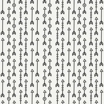 Hand drawn hipster seamless pattern with ethnic arrows. Wrapping paper 스톡 일러스트