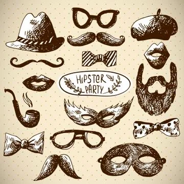 Hand Drawn Hipster Vector Design Elements Stock Illustration