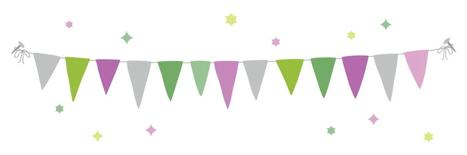 Hand drawn holiday garland with triangular flags. Stockillustratie