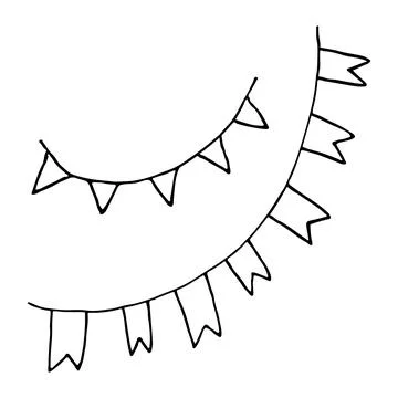 Hand drawn holiday garland with triangular flags. 스톡 일러스트
