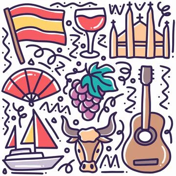 Hand drawn holidays doodle set Stock Illustration