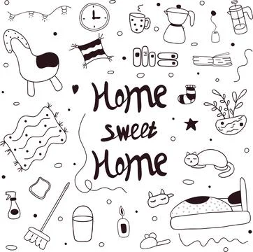 Hand drawn home collection Stock Illustration