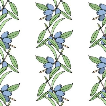 Hand drawn honeysuckle pattern Stock Illustration