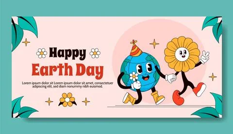 Hand drawn horizontal banner template for earth day celebration Illustrazione stock