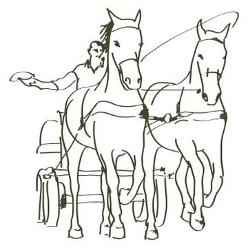 Hand drawn horses Stock Illustration