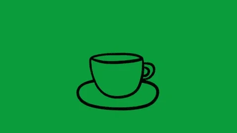 Hand Drawn Hot Coffee Tea Cup Steaming 2D Animation Green Screen 動画素材 341798883