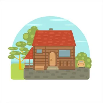 Hand drawn house in flat style vector design Stock Illustration