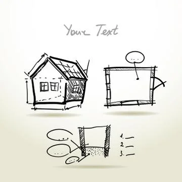 Hand drawn House plan sketch project for your design and present Illustrazione stock