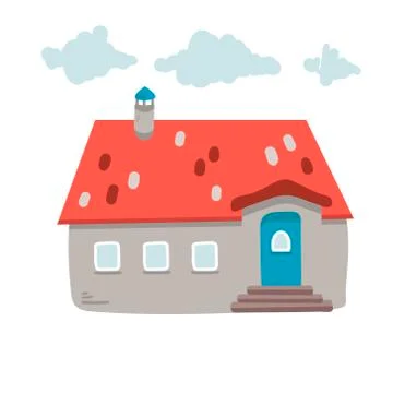 Hand drawn house. Vector sketch illustration. isolated on white Stock Illustration