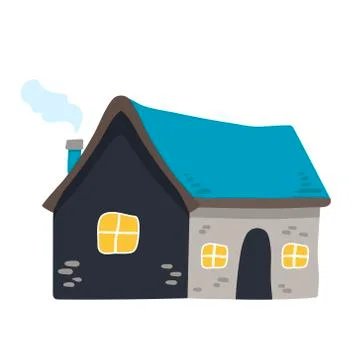 Hand drawn house. Vector sketch illustration. isolated on white Stock Illustration