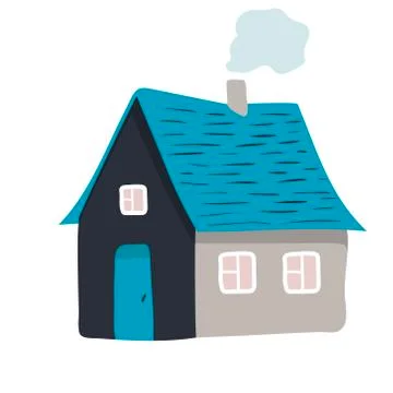 Hand drawn house. Vector sketch illustration. isolated on white Stock Illustration