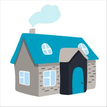 Hand drawn house. Vector sketch illustration. isolated on white Stock Illustration