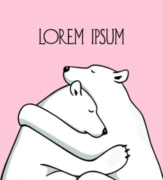 Hand drawn hugging animals Stock Illustration