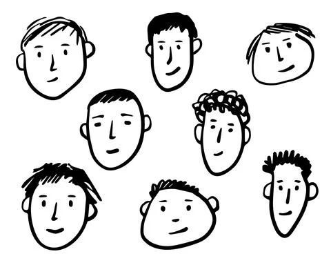 Hand drawn human doodle face Stock Illustration