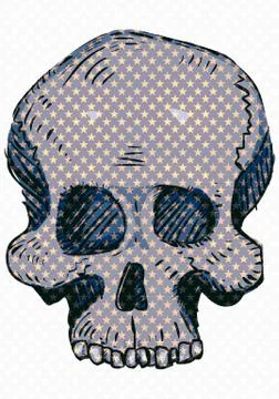 Hand drawn human skull Illustrazione stock