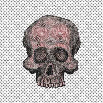 Hand drawn human skull Stock Illustration