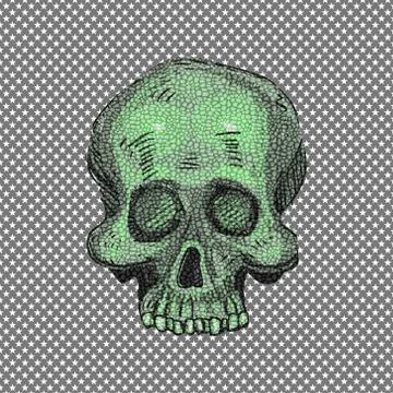 Hand drawn human skull Illustrazione stock