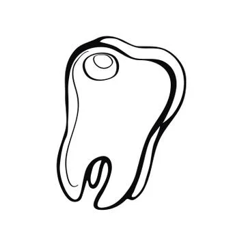 Hand-drawn human tooth Stock Illustration