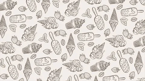 Hand drawn ice cream background on a seamless loop Stock Footage 313799088