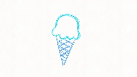 Hand Drawn Ice Cream Cone Sketch Animation Stock Footage 338000160