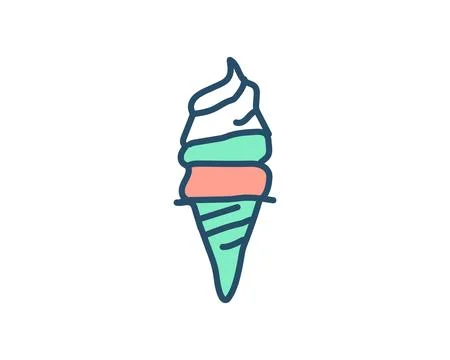 Hand-drawn ice cream logo in outline style Stock Illustration