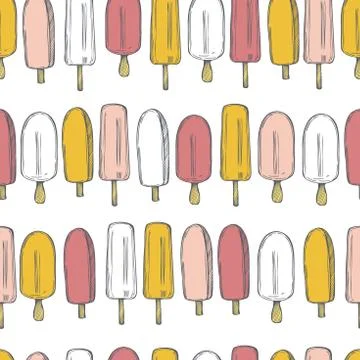 Hand drawn  ice cream. Vector  pattern Stock Illustration