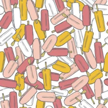 Hand drawn  ice cream. Vector   pattern Illustrazione stock