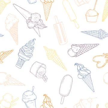 Hand drawn  ice cream. Vector  seamless pattern Illustrazione stock
