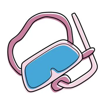 Hand drawn icon of Diving mask in Doodle style Isolated on white background.. Stock Illustration