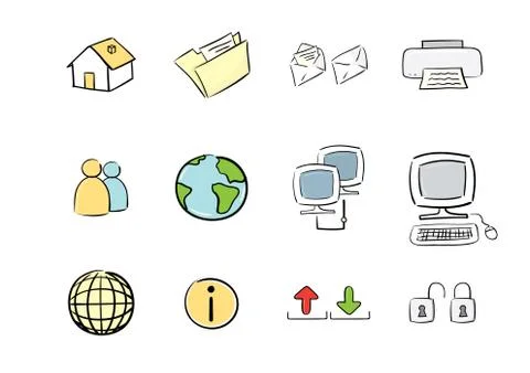 Hand-drawn Icon Set: Computer &amp; Web Illustrazione stock