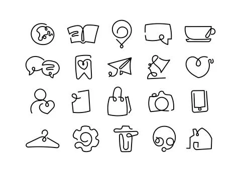 Hand drawn icon set with globe book location Ilustración de archivo