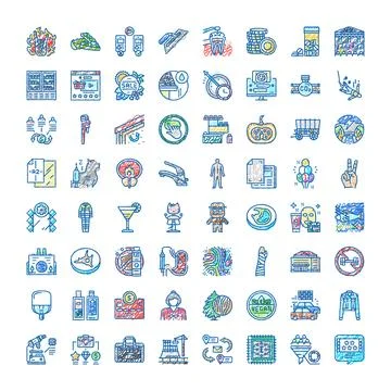 Hand drawn icons collection with scribble style design Illustrazione stock