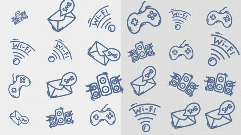 Hand-drawn icons float on transparent background 動画素材 337461565