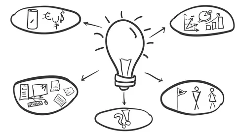 A hand-drawn idea diagram with component infographics elements. Video stock 108403026