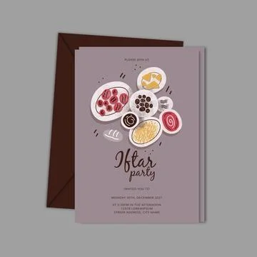 Hand drawn iftar invitation template Stock-Illustration
