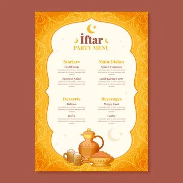 Hand drawn iftar menu template Stock Illustration