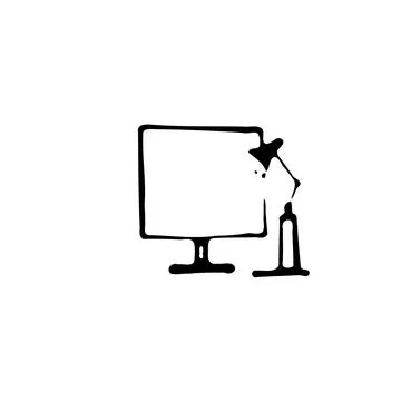 Hand drawn illustration of a computer and desk lamp. Concept of work from h.. イラスト素材