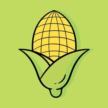 Hand drawn illustration of corn with a vegetable theme Illustrazione stock