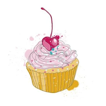 Hand drawn illustration of cupcake. Vector collection Stock Illustration