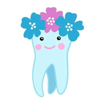 Hand drawn illustration of cute tooth teeth, dentist design for kids children Stock Illustration