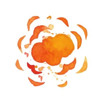 Hand drawn illustration of explosion effect. Colorful burst. Bright blowing up Stock-Illustration