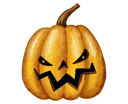 Hand drawn illustration of fall autumn pumpkin in yellow orange. Sticker for Stock Illustration