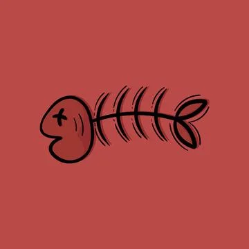 Hand drawn illustration of fish bones Stock Illustration