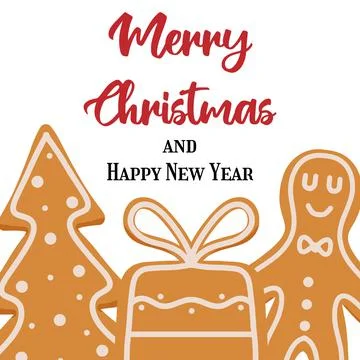 Hand-drawn illustration of gingerbread tree. Stock Illustration