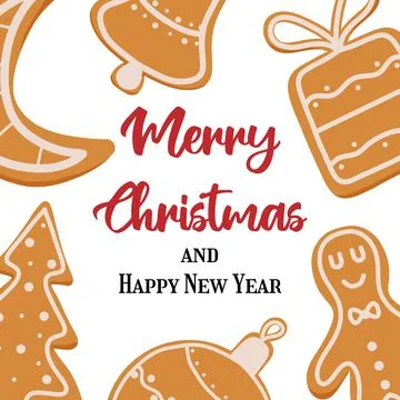Hand-drawn illustration of gingerbread tree. Stock Illustration
