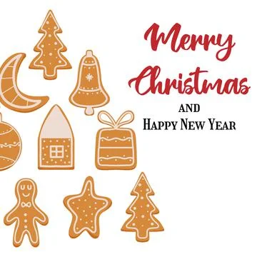 Hand-drawn illustration of gingerbread tree. Stock Illustration